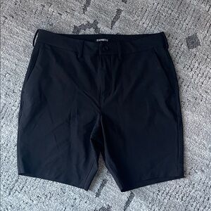 Express Men's Sleek Black Flat Front Shorts